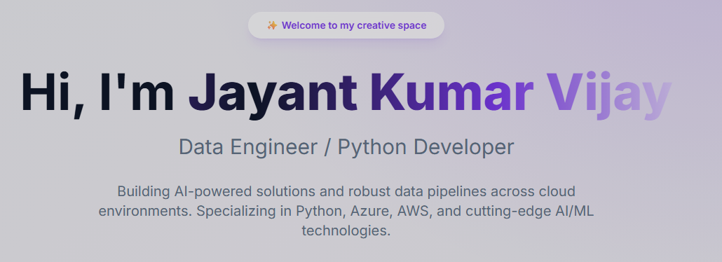 Jayant Kumar Vijay | Data Engineer & Python Developer